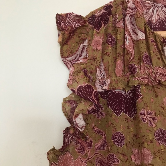 Joie Green Ruffle Sleeve Floral Blouse - Picture 3 of 7